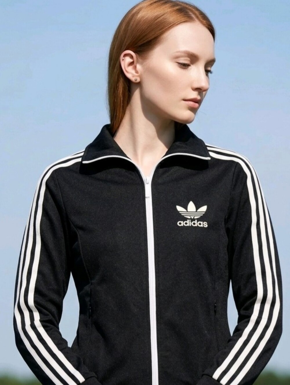 Adidas Originals Europa Track Jacket Black White 3 Stripe Trefoil US S